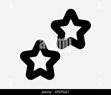 Two Stars Outline Icon Star Line Shape Double Black White Symbol Vector Graphic Sign Stock Vector