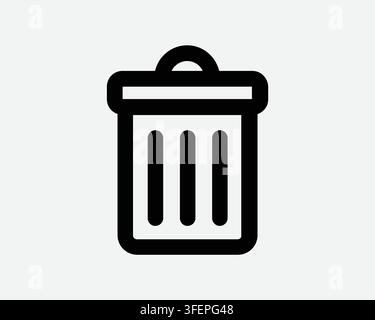 Delete Line Icon Trash Can Dustbin Outline Shape Symbol Recycle Waste Rubbish Container with Lid Disposal Sign Stock Vector