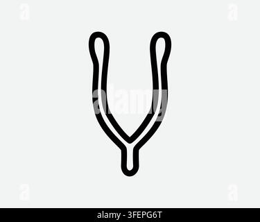Wish Bone Line Icon Tuning Fork Outline Shape Sign Black Graphic Vector Design Luck Traditional Belief Stock Vector