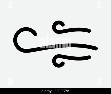 Wind Blowing Line Icon Gust Blow Swirl Shape Windy Weather Outline Shape Symbol Climate Flow Breeze Sign Stock Vector