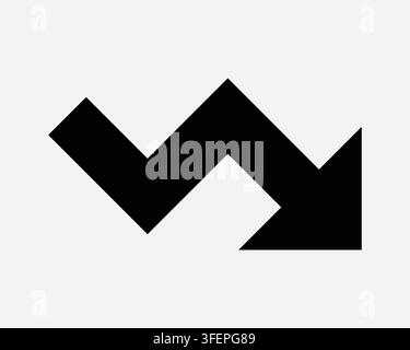 Zig Zag Arrow Pointing Down Icon Pointer Direction Position Downward Symbol Fall Decrease Stock Market Sign Stock Vector