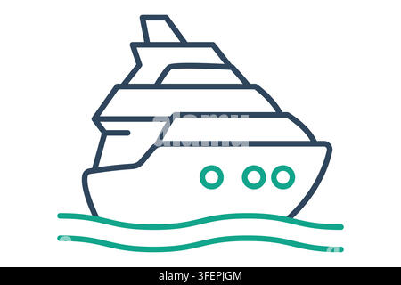 Yacht icon. line icon style. icon related to recreational boats. summer elements vector illustration Stock Vector