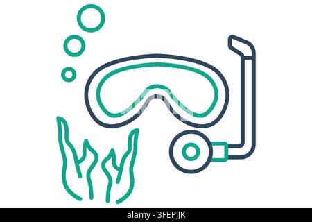 Scuba diving icon. line icon style. icon related to recreation and adventure. summer elements vector illustration Stock Vector