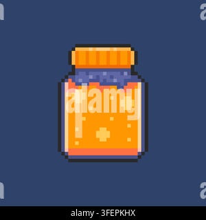 Pixel art Magic Potion Bottle with Sparkling Liquid game asset design Stock Vector