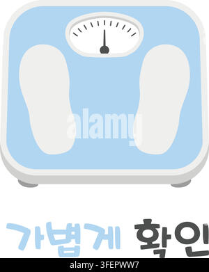 A light blue bathroom scale appears above Korean text that translates to Quick Check. Stock Vector