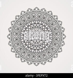 Flower-shaped mosaic glass fashion mandala suitable for henna, tattoos, and coloring books Stock Vector