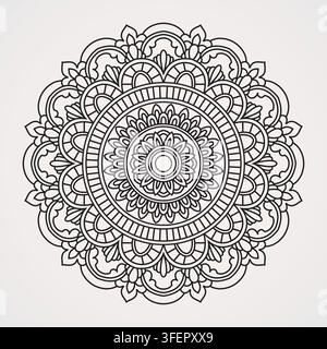 circular symmetrical patterns of mandala shapes for henna, tattoos, decorations and for coloring books Stock Vector