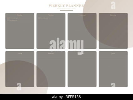 Weekly Planner Template with Daily Schedule, Tasks and Notes Stock Vector