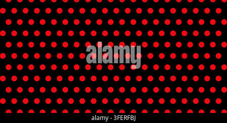 Red polka dot seamless pattern on black background with simple round circles for vector print fabric wallpaper wrapping paper and textile design Stock Vector