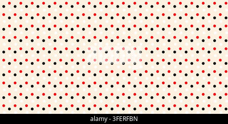 Christmas polka dot seamless pattern with red black and white circles on beige background for vector print fabric wallpaper wrapping paper and textile Stock Vector