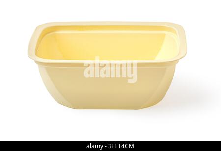 Empty yellow plastic container for butter or margarine on a transparent background Stock Photo