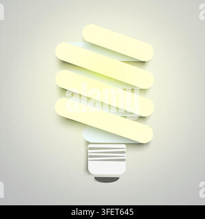 Fluorescent lamp is lit. Vector flat illustration Stock Vector