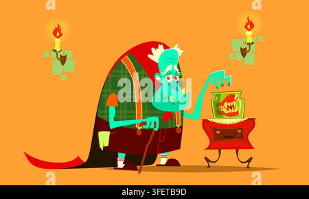 Halloween, old Dracula. Cartoon vector illustration Stock Vector