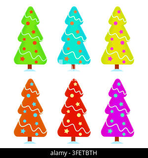 Christmas tree set. Isolated on white background Stock Vector