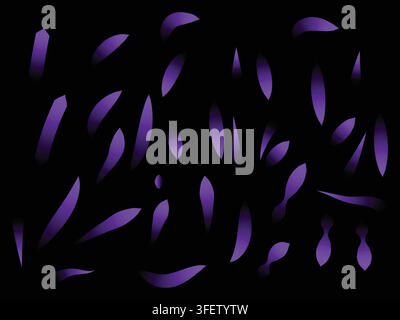 Abstract digital composition featuring glowing purple brush strokes on black Stock Vector