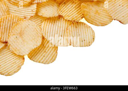 Lots of potato chips, texture close up Stock Photo