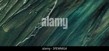 Abstract fluid art with dark teal glitter and flowing diagonal streaks texture Stock Photo
