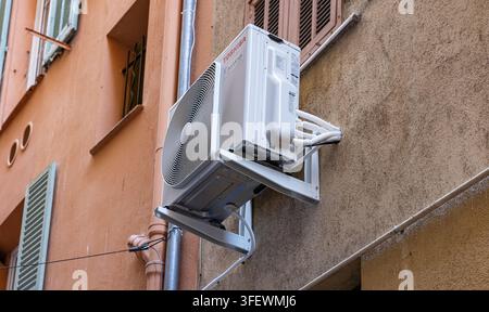 Airconditioning Units on a Building in the old town of Nice, France Stock Photo