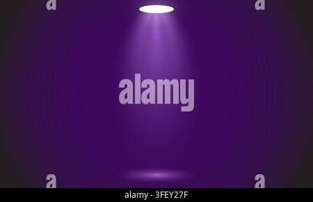 Purple spotlight illuminating an empty stage with glowing atmosphere for presentations, backgrounds, and creative projects Stock Vector