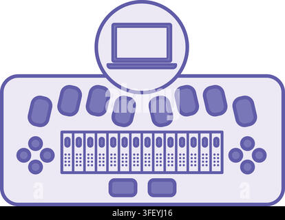 Purple Braille Display Icon. Vector Illustration. Electronic Device That Converts Computer Text into Tactile Braille. Helps Visually Impaired People R Stock Vector