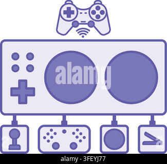 Purple Adaptive Gaming Controller Icon. Vector Illustration. Assistive Technology for Disabled Gamers. Accessible Video Game Gamepad Symbol. Accessibi Stock Vector