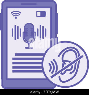 Purple Speech to Text Icon. Vector Illustration. Automatic Speech Recognition, which converts spoken human speech into written text. Stock Vector