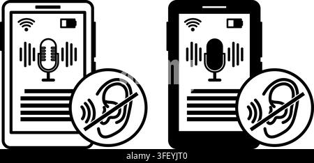 Speech to Text Icons. Line and Glyph Vector Illustrations. Automatic Speech Recognition, which converts spoken human speech into written text. Stock Vector
