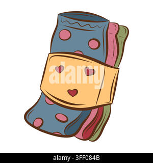 Vector illustration of three pairs of socks in retail packaging Stock Vector