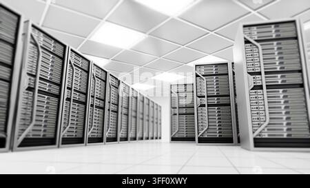 Network servers isolated on white background. 3D illustration. - Photomontage Stock Photo