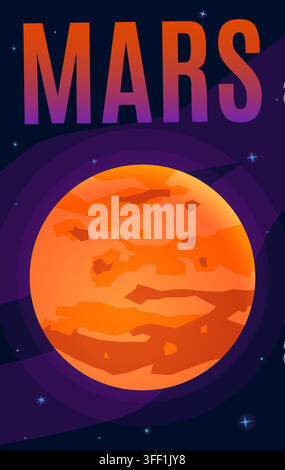 Mars poster. Cosmic colorful background Stock Vector
