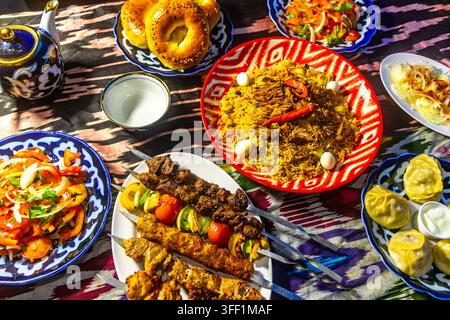 Russian Uzbek Shashlik Meat Skewers And Vegetable Kebabs With Onions Russian Uzbek Shashlik Meat Skewers And Vegetable Kebabs With Onions