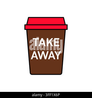 Dark Brown Coffee Cup Red Lid Take Away Icon Vector Illustration Stock Vector