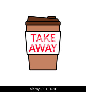 Brown Coffee Cup Red Take Away Text Icon Vector Illustration Stock Vector