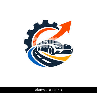 Modern Fast Car Gear Arrow Vector Logo For Auto Services Stock Vector