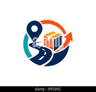 Modern Logistics Express Delivery Parcel Pin Route Logo Vector Design Stock Vector