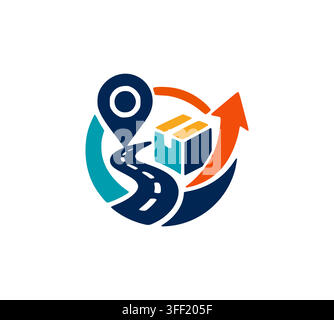 Modern Global Parcel Delivery Logistics Shipping Map Pin Logo Vector Stock Vector