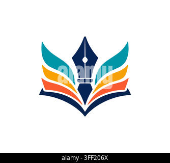Modern Education Book Fountain Pen Nib Wings Creative Logo Vector Stock Vector