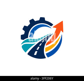 Modern Transportation Highway Road Gear Arrow Business Logo Vector Design Stock Vector