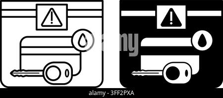 Evidence Bag Icons. Line and Glyph Vector Illustrations. Blood Drop on Credit Card, Key, and Warning Sign. Security Packaging for Evidence Collection Stock Vector