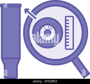 Purple Forensic Ballistic Shell Analysis Icon. Vector Illustration. Individual Scratches on the Casing Determined During Examination. Investigation, E Stock Vector