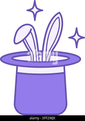 Colored Fun Hat Icon. Vector Icon. Trick, Joke for the Holiday. Rabbit in the Hat. Brazilian Carnival Concept Stock Vector