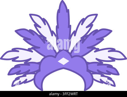 Color Carnival Headdress Icon. Vector Icon. Feather Hat, Festival, or Party Wear. Brazilian Carnival Concept Stock Vector