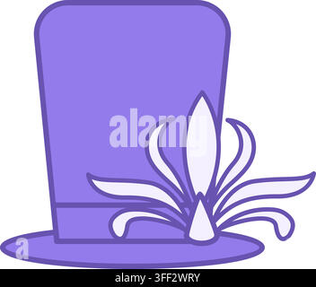 Colored Carnival Hat Icon. Vector Icon. Masquerade or Party Clothes. Top Hat with Feathers. Brazilian Carnival Concept Stock Vector