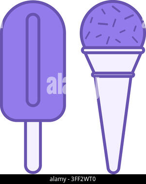 Ice Cream Cone Color Icon. Vector Icon. Delicious Sweet Cold Dessert. Brazilian Carnival Concept Stock Vector