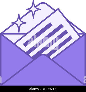 Colored Invitation Icon. Vector Icon. Open Envelope with Invitation Letter to Celebration. Brazilian Carnival Concept Stock Vector