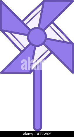 Pinwheel Color Icon. Vector Icon. Party Stick Toy. Breeze, Wind Blower. Brazilian Carnival Concept Stock Vector