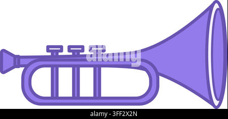 Trumpet Color Icon. Vector Icon. High-pitched Musical Instrument. Brazilian Carnival Concept Stock Vector