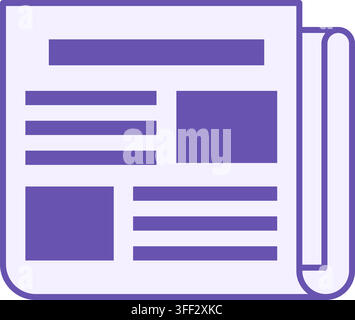 Colored Newspaper Icon. Vector Icon. Printed Periodical with Latest News. Journalism Concept Stock Vector