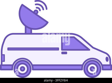 Satellite Truck Color Icon. Vector Icon. Vehicle For Transporting Reporter Equipment. Journalism Concept Stock Vector