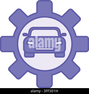 Colored Mechanical Engineering Icon. Vector Illustration. Gear and Car. Manufacturing Various Machines. Engineering Concept Stock Vector